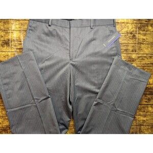 Apt 9 Dress Pants Modern Fit Gray Striped Men 34x32 Straight Leg Medium Rise NWT